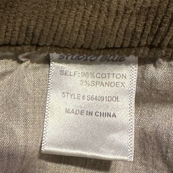 NWT Studio blue Kelly Skinny Corduroy Jeans Olive - Picture 9 of 11